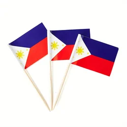 100pcs Philippine Flag Toothpicks - Mini Cupcake Decorations for Parties,Food-Safe Paper Flags for Halloween, Christmas