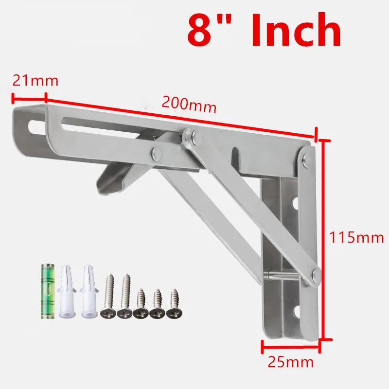 

8" to 20" inch Triangle Folding Angle Bracket Heavy Support Adjustable Wall Mounted Bench Table Shelf Bracket Furniture Hardware