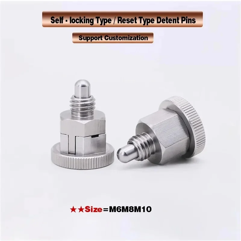 304 Stainless Steel Full Knob Indexing Plunger M6 M8 M10 Positioning Spring Pin