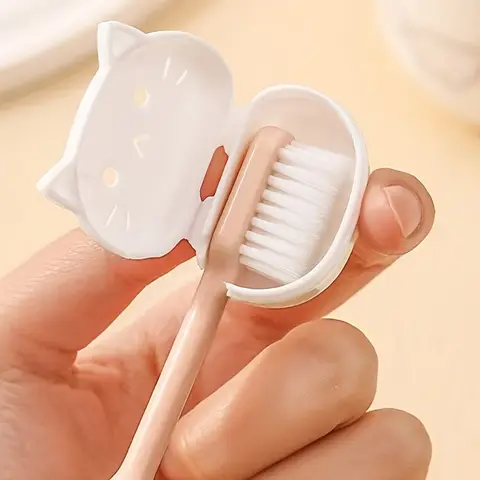 4pcs Cute Cartoon Toothbrush Protectors, Portable Travel Cases for Toothbrush Heads Toothbrush protection clip daily necessities