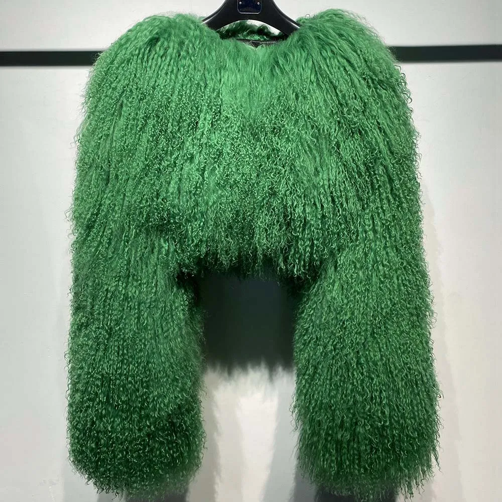 2025년 신상품 숏 양털 코트 몽골 양털 긴 소매 여성용 따뜻한 재킷