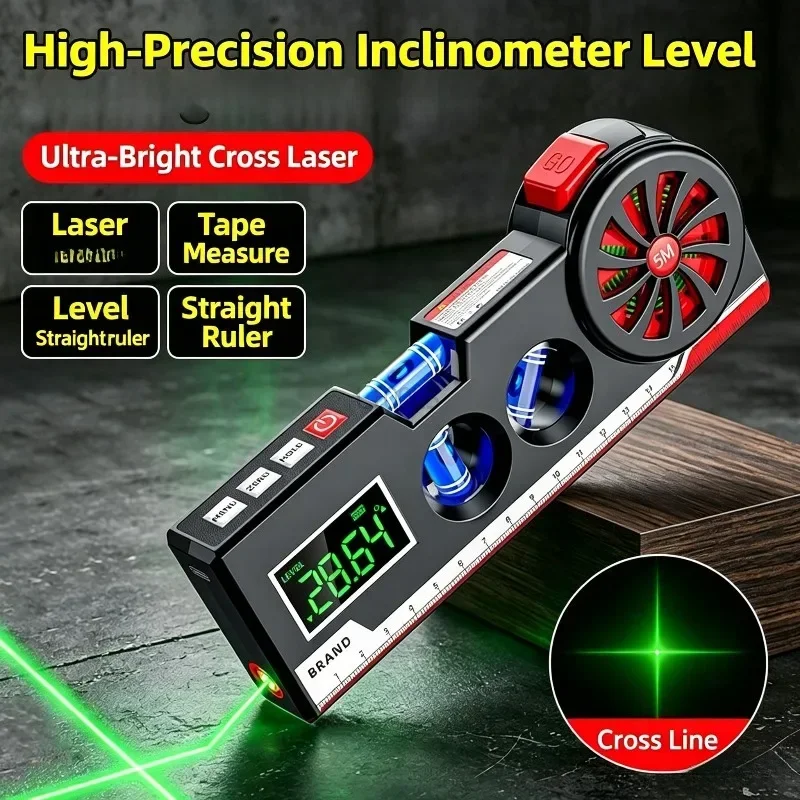 5M Laser Level Line Tool Multipurpose Laser Level Kit Standard Cross Line Lase Measure Tape Ruler Home Multi-function