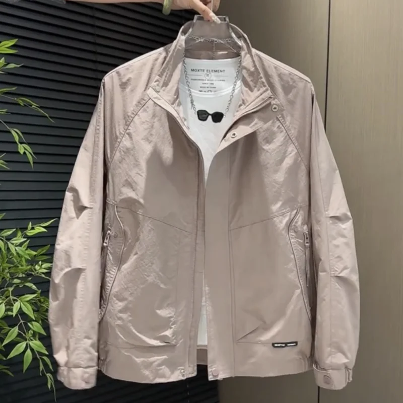 

Мужская повседневная куртка с воротником-стойкой, модная рабочая одежда из полиэстера, весна-осень, новая молодежная универсальная куртка для отдыха