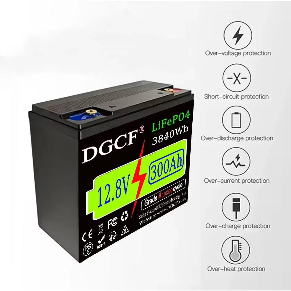 

12.8V LiFePO4 Lithium Battery 500Ah 6400Wh, Built-in 200A BMS, Rechargeable Battery, for RV/Camper, Solar, Marine, Overland