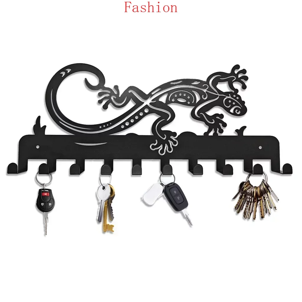 

1PC Lizard Metal Wall Hanging Decor Towel Holder Rack 10 Hooks Iron Durable Coat Rack Key Holder Coat Hanger Towel Rack wall de