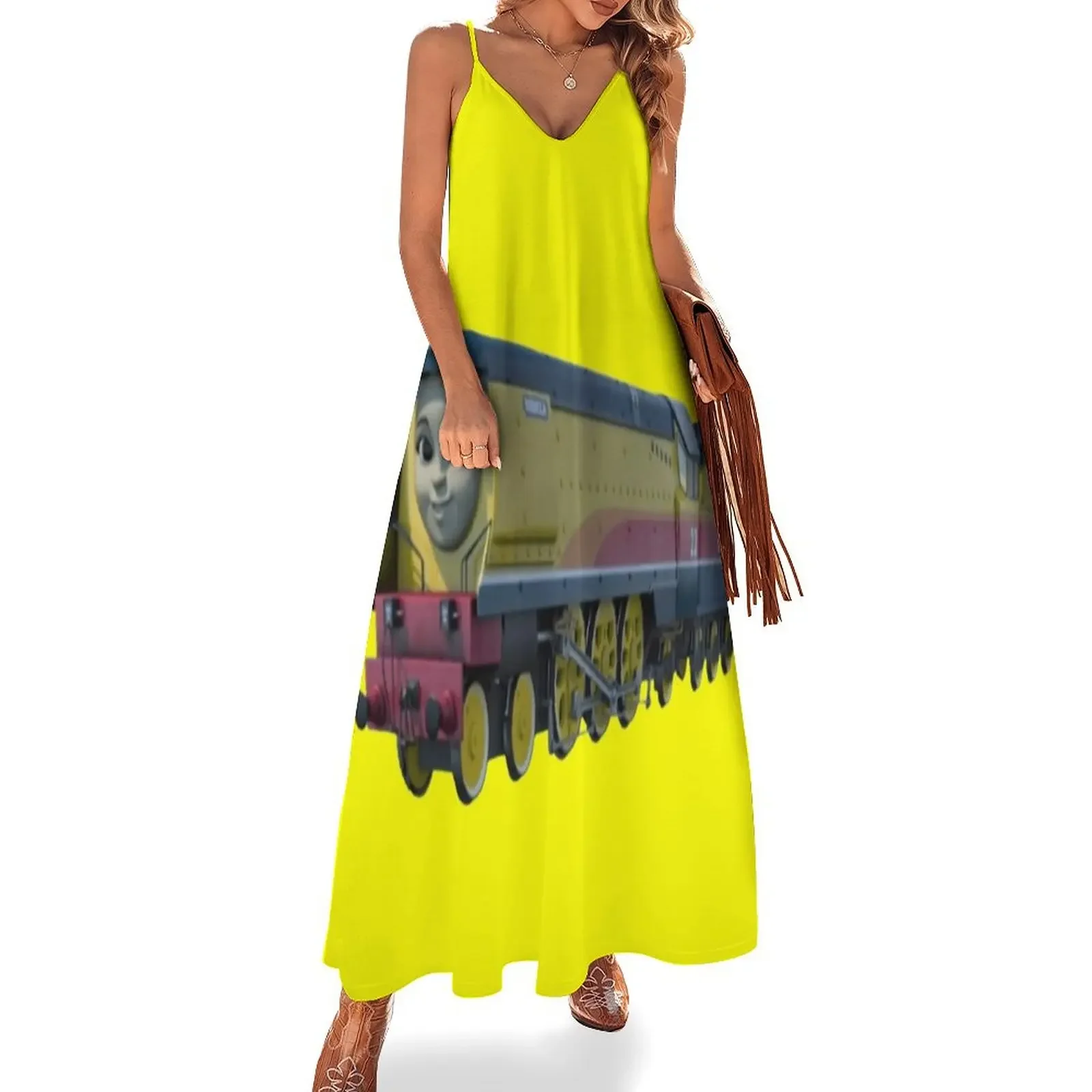 

REBECCA THE YELLOW TENDER ENGINE Sleeveless Dress Summer dresses for women evening dresses women Dress