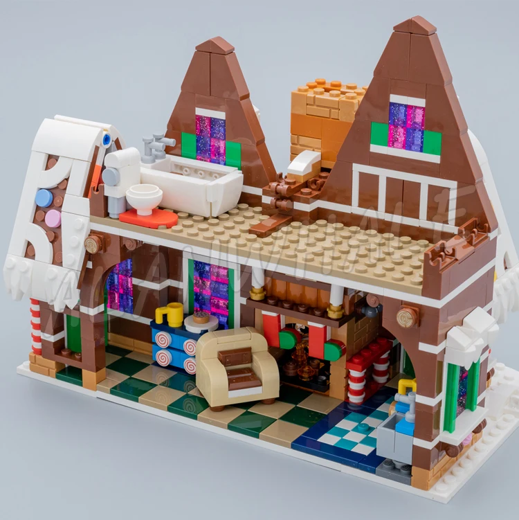 1628pcs Creative Expert Winter Village Gingerbread House Candy Buttons Chimney 78001 Building Blocks Set Compatible With Model