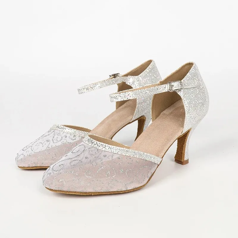 Evk Women Modern Dance Shoes Party Salsa Tango Ballroom Waltz Shoes Girls' Low Heels Closed Toe Latin Dancing Sandals Footwear