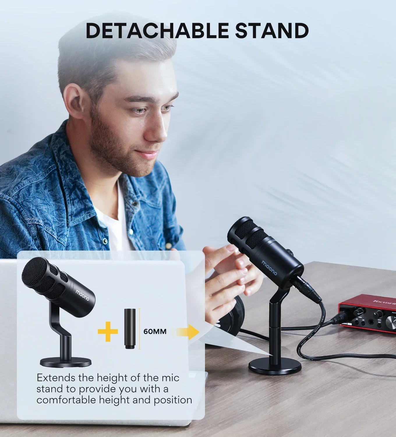 MAONO PD100  Condenser Microphone Professional Podcast Mic Studio Recording Microphone Dynamic  Game RGB Gaming Microphone