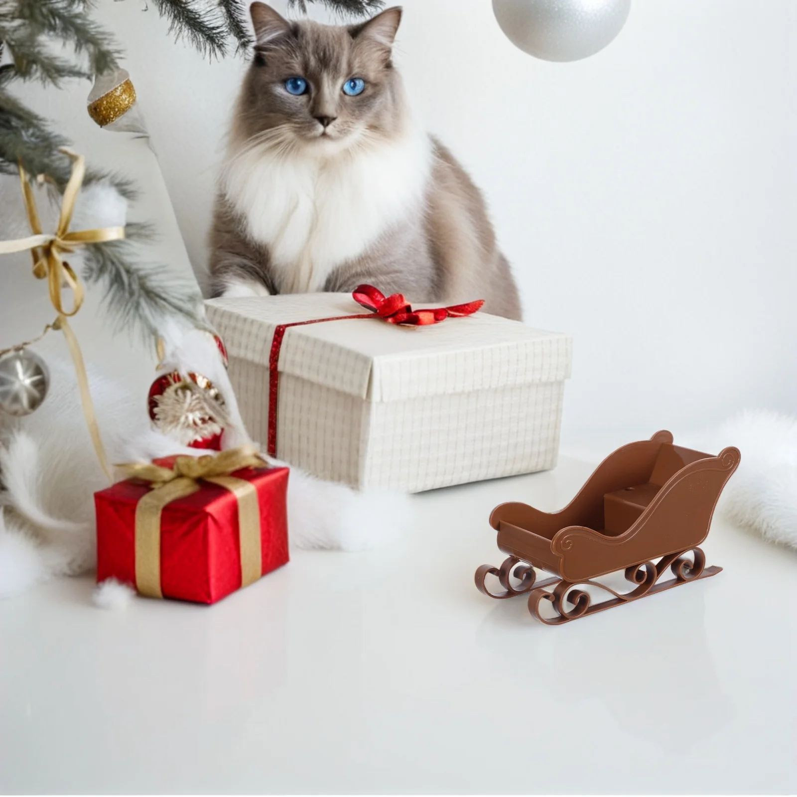 3 قطع من زينة مزلقة عيد الميلاد بتصميم فريد من نوعه على سطح الطاولة لتزيين الرف لمستلزمات حفلات العطلات زلاجات عيد الميلاد