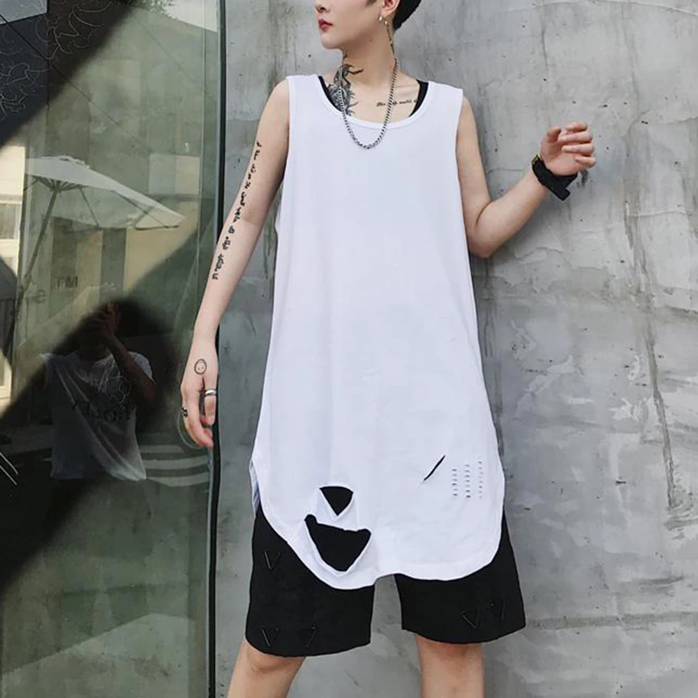 Mens Dark Ripped Breathable Tank Top Summer Streetwear Fashion Streetwear Dance Hip Hop Youth Trend Tank Top Men'S Clothing 2026