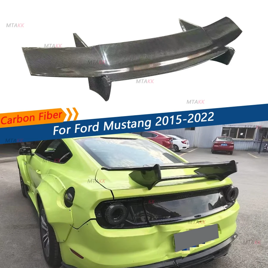 GT Style Real Carbon Fiber Rear Trunk Spoiler Wing Lip for Ford Mustang 2015-2022 Rear Trunk Spoiler Wing Car Accessories FRP