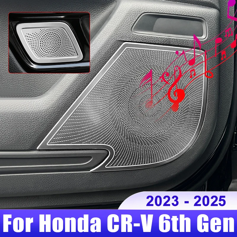 

For Honda CRV 6th Gen 2023 2024 2025 / CR-V Hybrid Car Door Audio Speaker Trim Cover Tweeter Stainless Steel Accessories