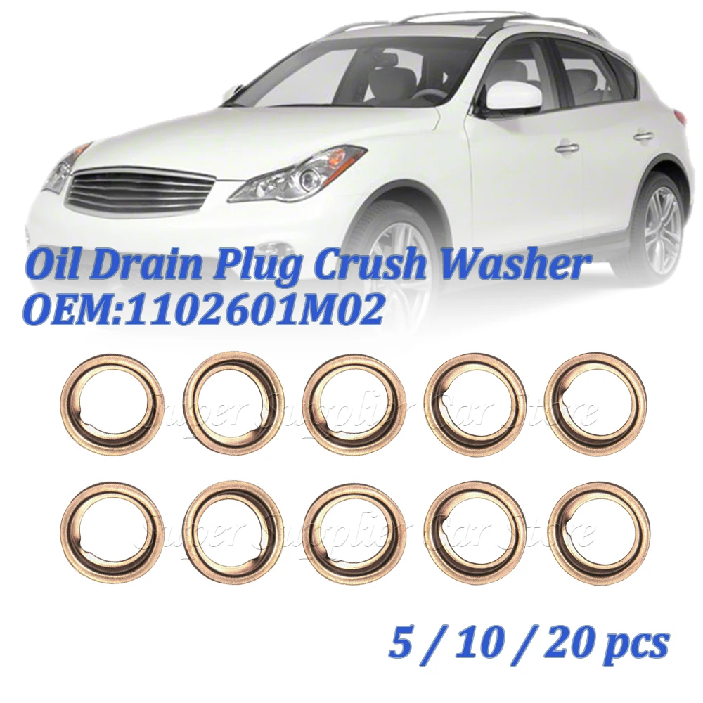 1102601M02 For Nissan Altima 370Z Cube Frontier For Infiniti EX35 G20 5/10/20Pcs Oil Drain Plugs Washers Gaskets Car Accessories