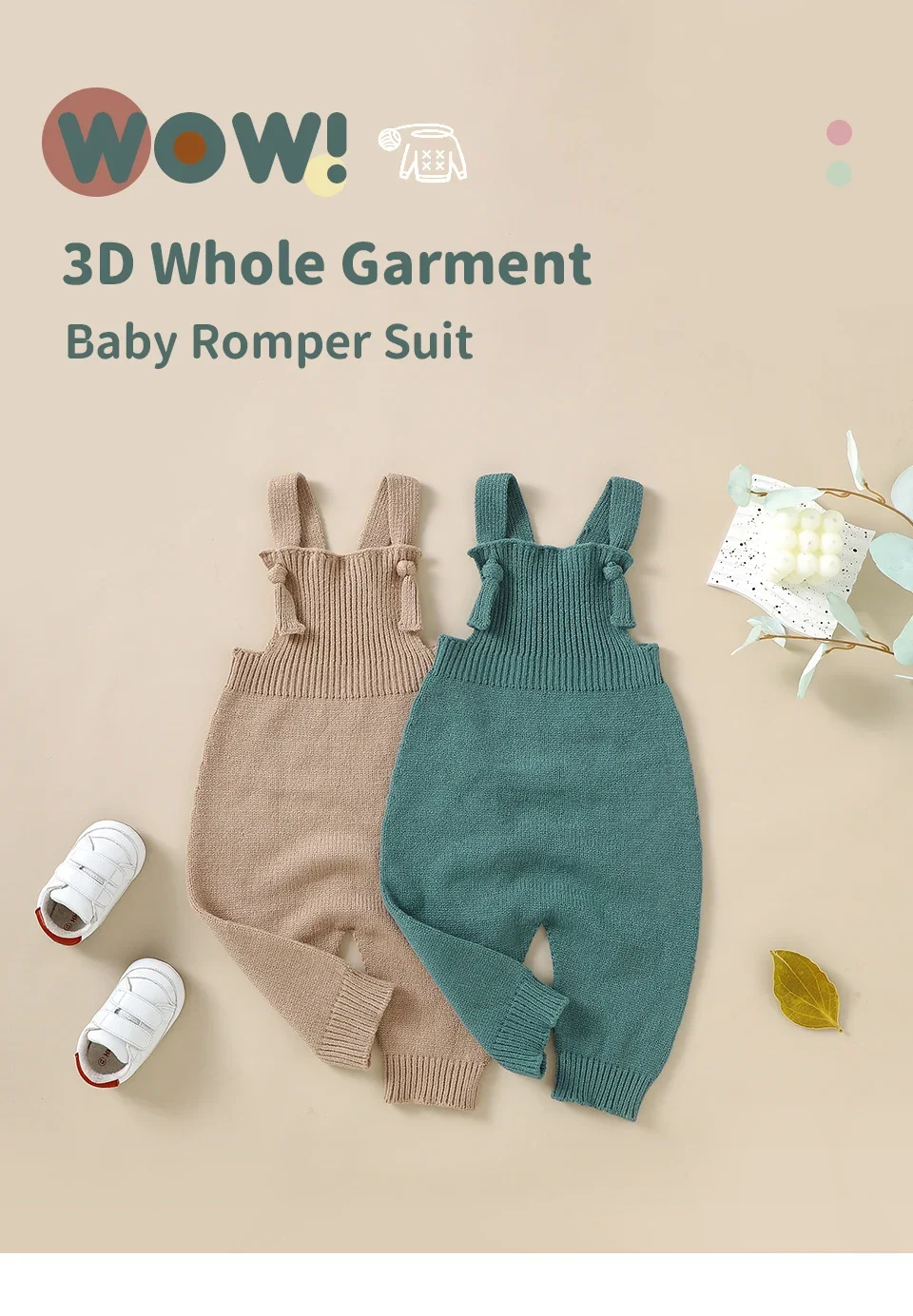 Fashion Solid Sleeveless Knitting Infant Kids Boys Girls Strap Jumpsuits Clothes Autumn Winter Toddler Wear Newborn Baby Rompers