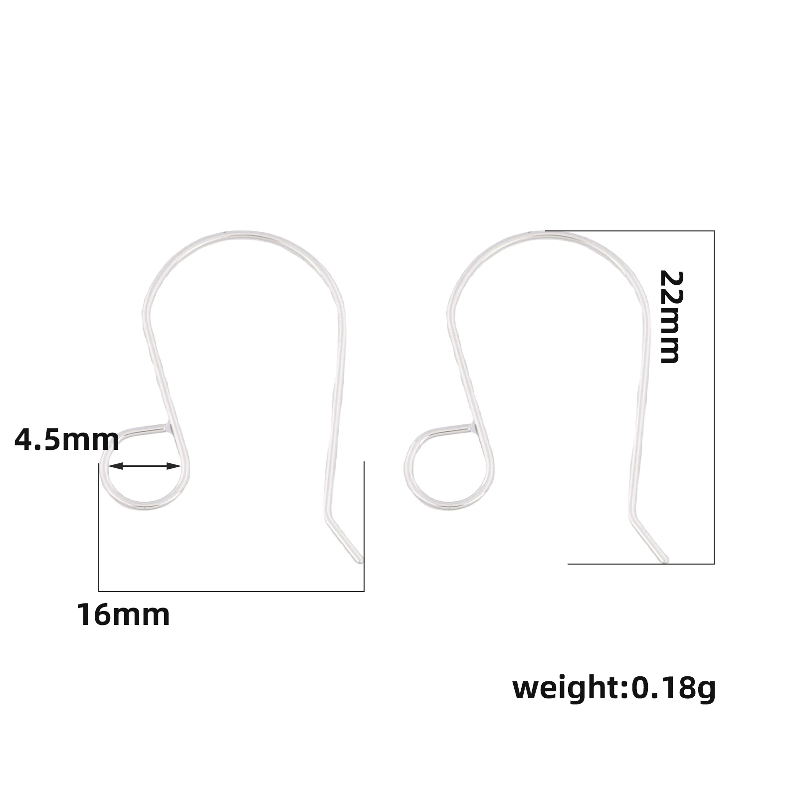 40pcs Stainless Steel 15x21mm Earring Hooks Diy Ear Wire Connector Findings For Jewelry Making 4.5mm Loop