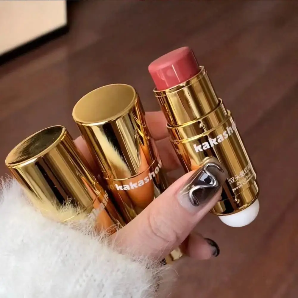 Korean Double-ended Blush Stick Pick 0.5cm Ultra-thin Sponge Low Saturation Peach Pink Long Lasting Makeup Cosmetics