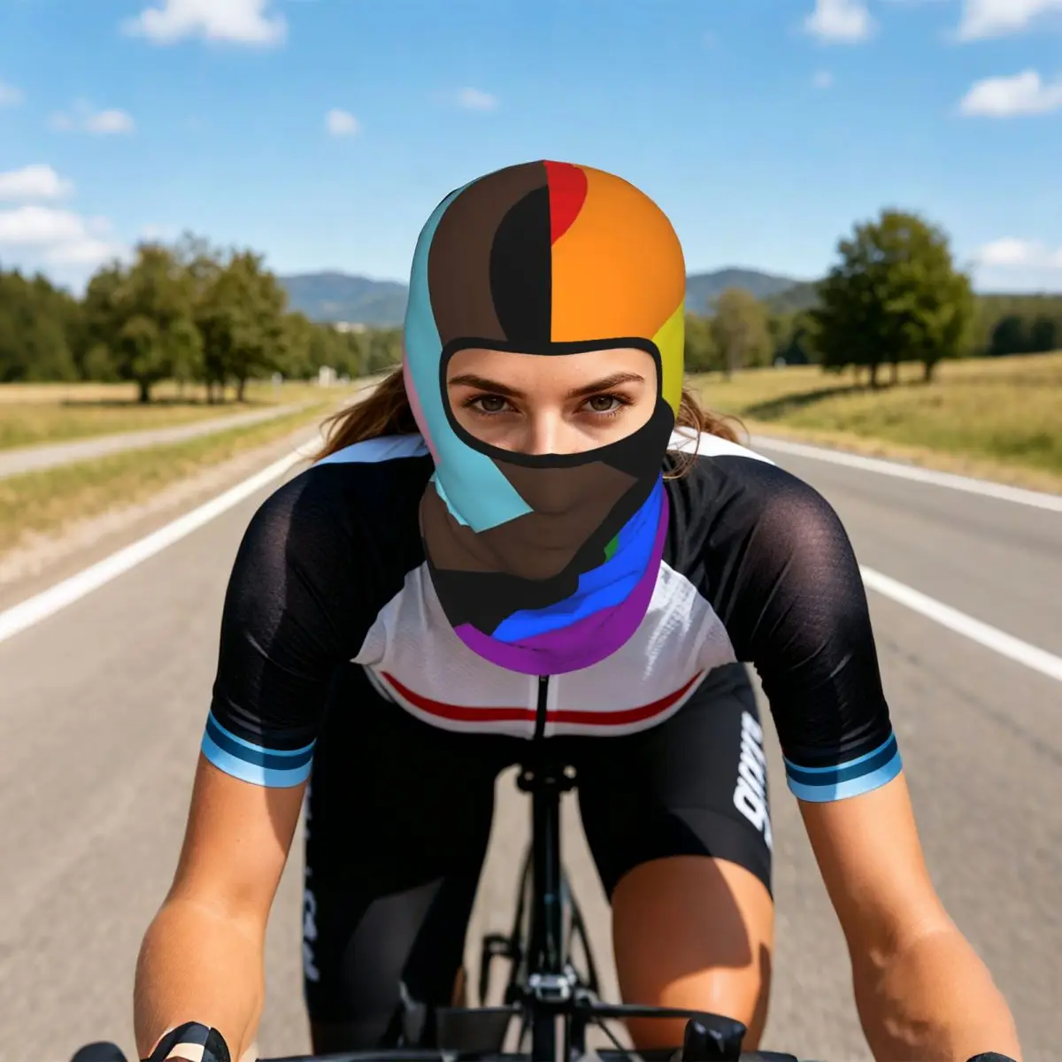Progress Pride Flag Breathable Thin Balaclava Full Face Mask Sun Protection Neck Gaiter For Motorcycle Cycling
