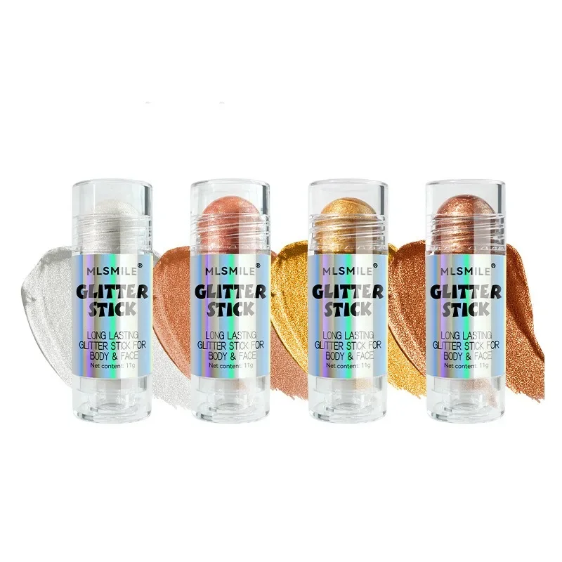 Barra iluminadora 3d em 4 cores, bastão brilhante de longa duração, contorno facial, creme bronzer, maquiagem corporal, bastão cosmético iluminador