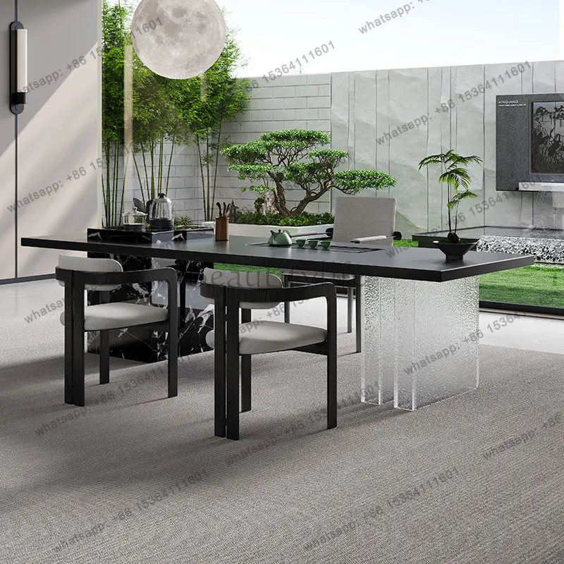 Italian minimalist rock slab tea table and chair combination villa creative art tea table light luxury modern simplicity
