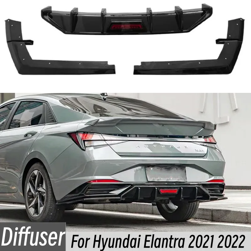 

For Hyundai Elantra 2021 2022 Car Rear Bumper Diffuser Splitter Lip Spoiler Monjaro Tuning Exterior Body Kit Accessories