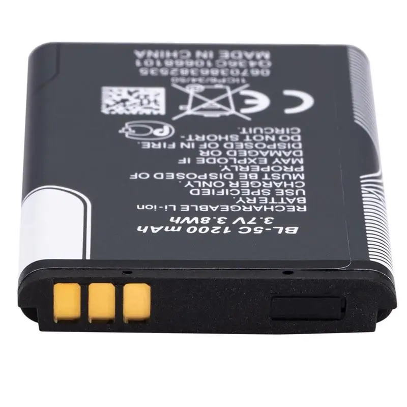 Baterias móveis recarregáveis para Nokia, bateria de lítio, BL-5C, DC, 3.7V, 1200mAh, Nokia 2112 2118 2255 2270 2280 2300 2600 2610 3125 N91