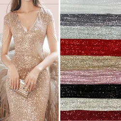 3/5/10yard Stretch Sequin Fabric Material Shiny Fabric Party Dress Glitter Fabric For Sewing, By the Yard