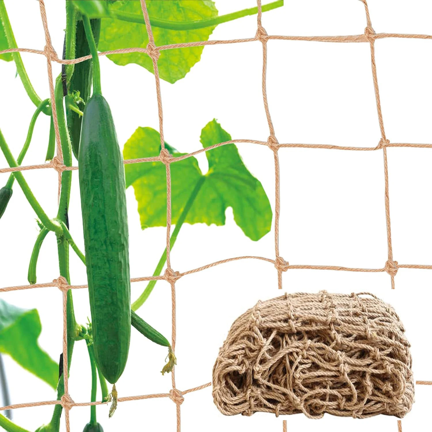 Plant Support Trellis Netting -Natural Jute Net for Garden Climbing Vining Plants Cucumber, Vine, Fruits & Vegetables