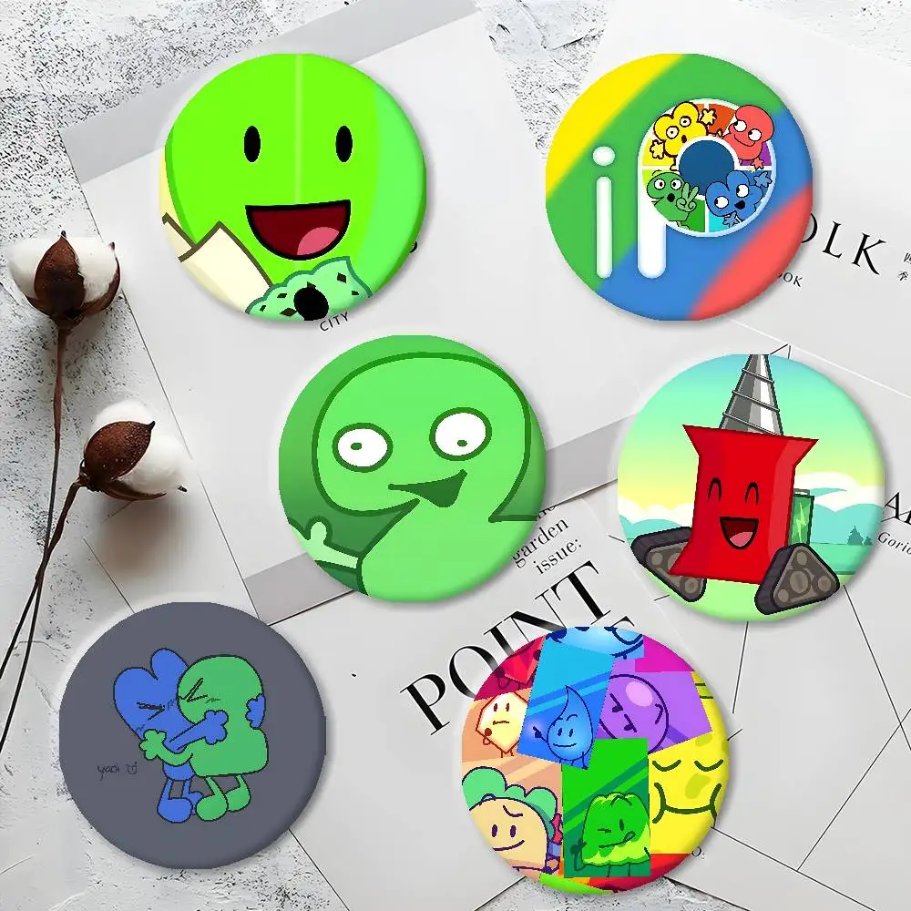 Anime BFDI Icons Runde Abzeichen Zubehör Kreative Weißblech Pins Lustige Abzeichen Metall Brosche Für Tasche Kleidung Hut Dekor Schmuck Geschenk