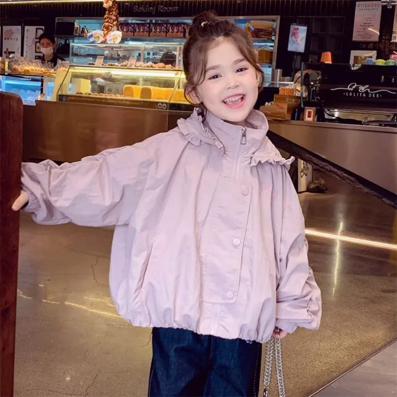 

Spring and Autumn Children's Casual Jacket Fashion New Style Children's Zipper Hooded Jacket Girls' Outdoor Windproof Coat