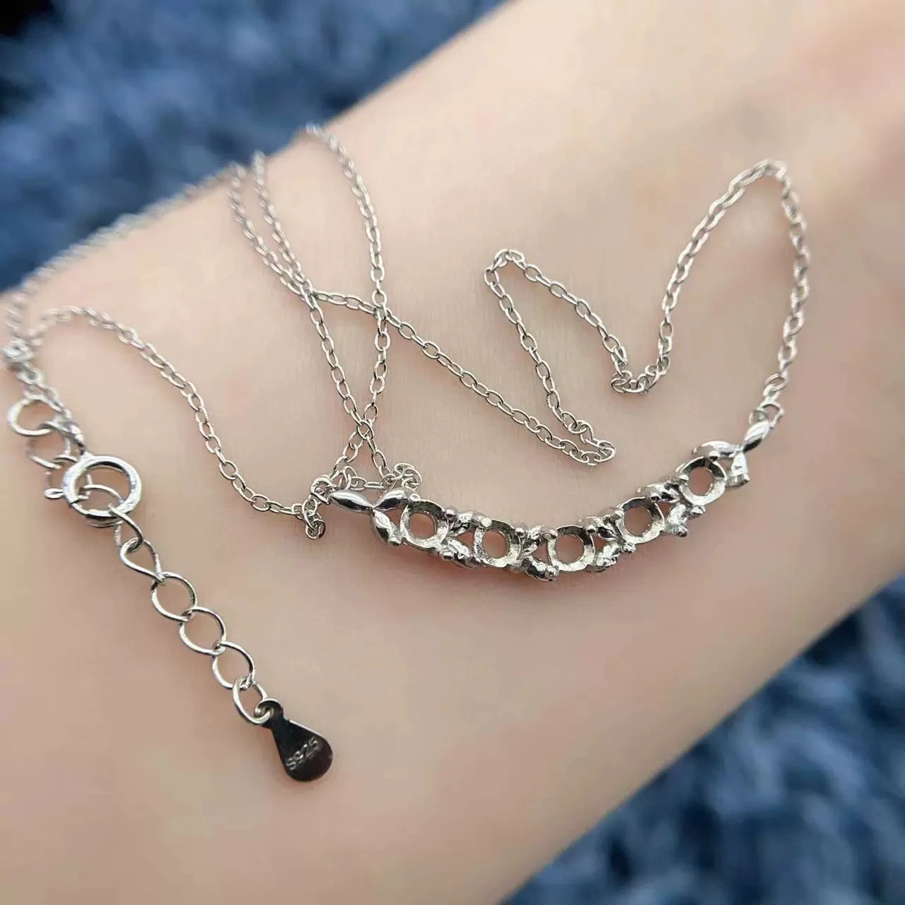 

MeiBaPJ Inlay Round (3*3mm x5) S925 Sterling Silver Exquisite Full Diamond Necklace & Pendant Settings Women Fine Charm Jewelry