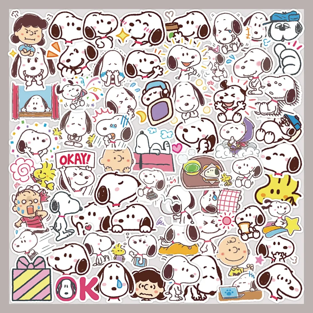 40/50/60pcs Variety of Non-repetitive Classic Anime Cartoon Cute Snoopy Kids Graffiti Stickers