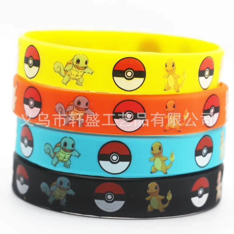 Pokemon Silicone Bracelet Pocket Anime Character Elf Pikachu Bracelet Children Wristband Bracelet Cute Print Jewelry Party Gift