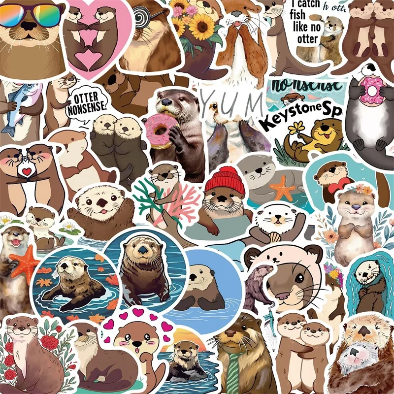 10/30/50PCS Cartoon Otter PVC Sticker Aesthetic DIY Children's Decoration Scrapbooking Supplies Korean Hand Accounting for Kids