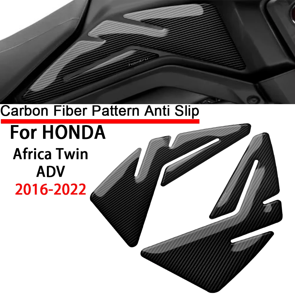 For Honda Africa Twin ADV 2016-2022 3D Carbon-look Motorcycle Side Fuel Tank Pad Knee Grip Protection Sticker