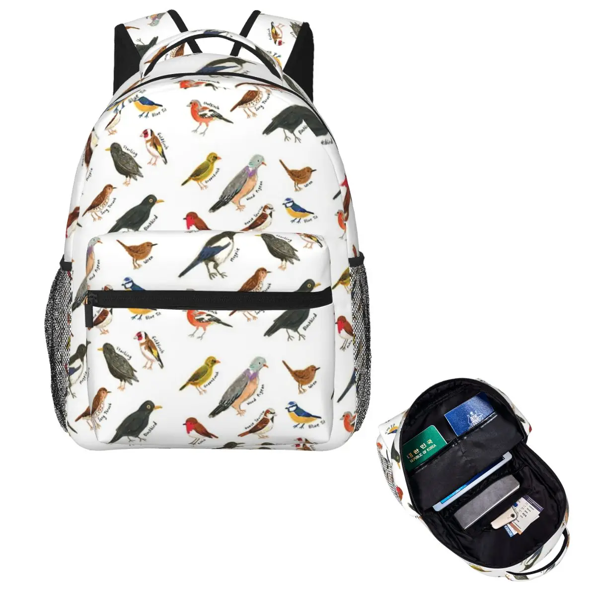 British Garden Birds Backpack Hot Sale Daypack Large Capacity Children BookBag School Bag Shoulder Bags for Men Women