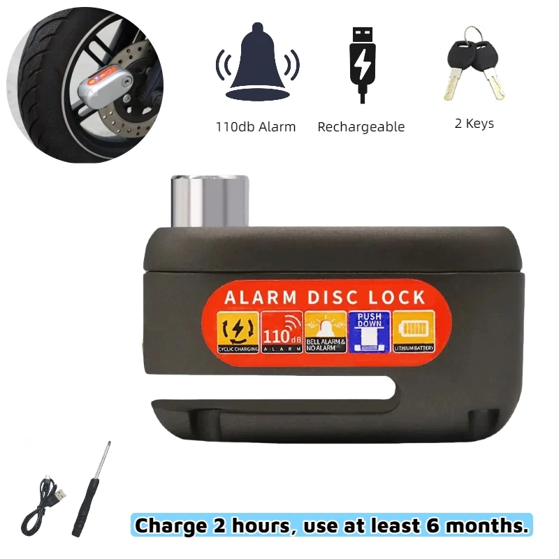 Motorcycle Disc Brake Lock Waterproof Motorbike Accessorie Disc Lock Alarm 110db Bike Lock Disc Anti Theft Disc Brake Lock Alarm
