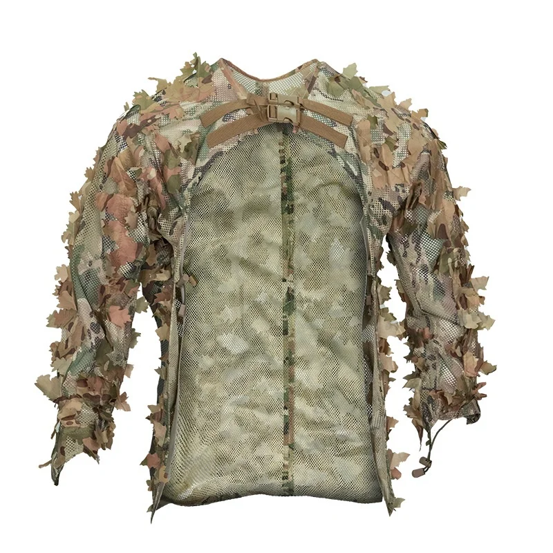 Tute Ghillie tattiche da caccia all'aperto Campo da cecchino Combattimento Airsoft Camo Abbigliamento Mantello Giacca leggera e traspirante per orologio da uccello