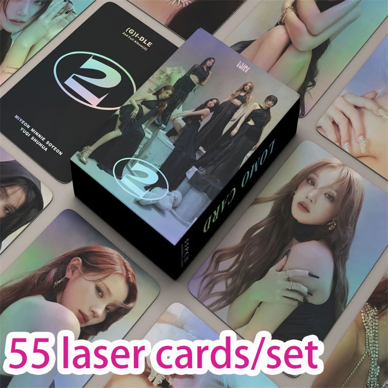 k pop laser cartoes g g i dle regular album cartao lomo gidle shuhua soyeon yuqi miyeon presente cartao postal da foto 55 pcs por conjunto 01