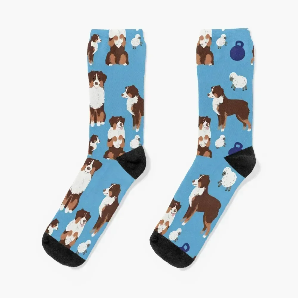 

Australian Shepherd Aussie Pattern Socks hockey gym winter christmas stocking Women's Socks Men's