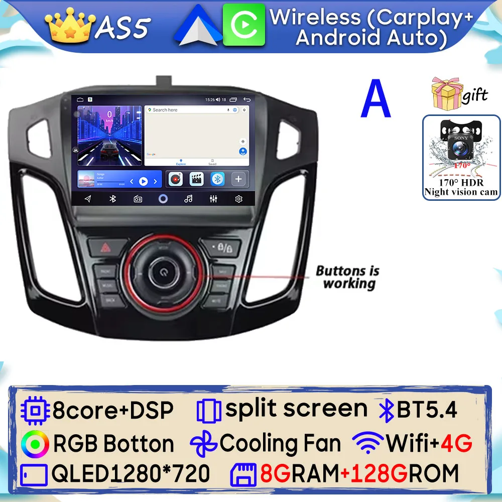 Android 15 Autoradio Voor Ford Focus 3 Mk 3 2011 2012 2013 2014 2015-2019 GPS Navigatie Android Auto Carplay Wifi Stereo Geen 2din