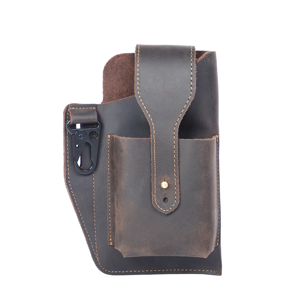S.WORKER Vintage Herren-Gürteltasche aus Vollnarbenleder, Echtleder-Freizeitgürteltasche für Handy und Schlüssel. – Detail 7