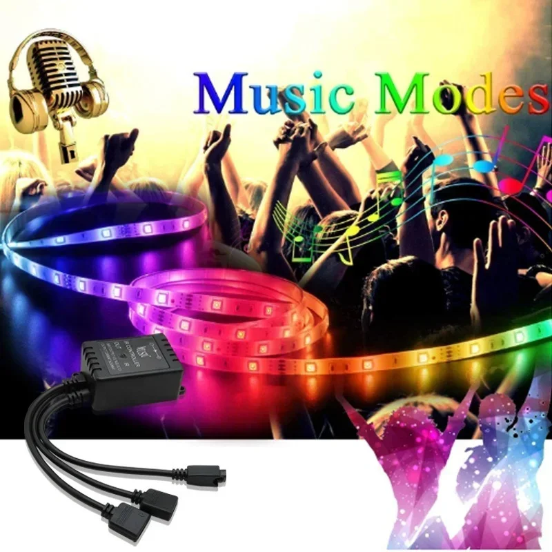 USB RGB 5050 Neon LED Lights for TV Background with 44 Keys Remote Tape, Music Mode for Bedroom Decoration, Bluetooth