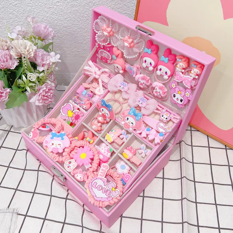 2024 New Sanrio Children'S Hair Accessories Set Birthday Gift Hair Clip Headwear Princess Cute Jewelry Box Children'S Day Gift