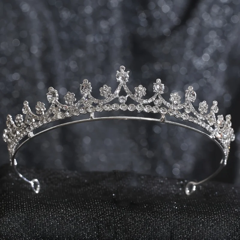 1pc Elegant Rhinestone Crown Tiara Princess Headpiece Sweet Wedding Bridal Hair Accessory Flower Daily Use  Tulle Dress Ornament