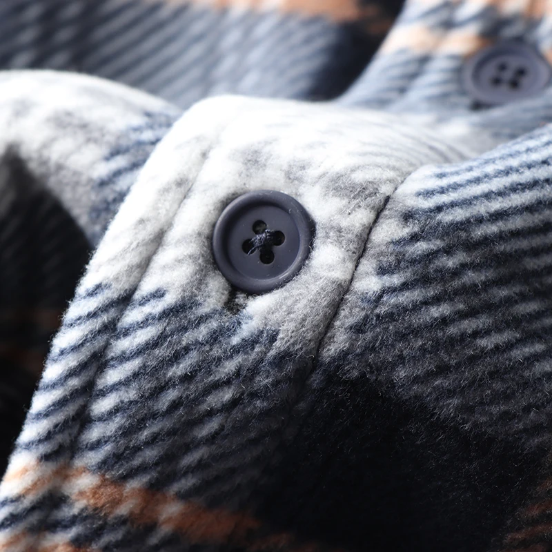 Thiened Fce gefütterter karierter Lammfell-Irt-Mantel für Paare, Winter, warm, lässig, koreanische Version, quadratischer Kragen, Knopf-Clo...