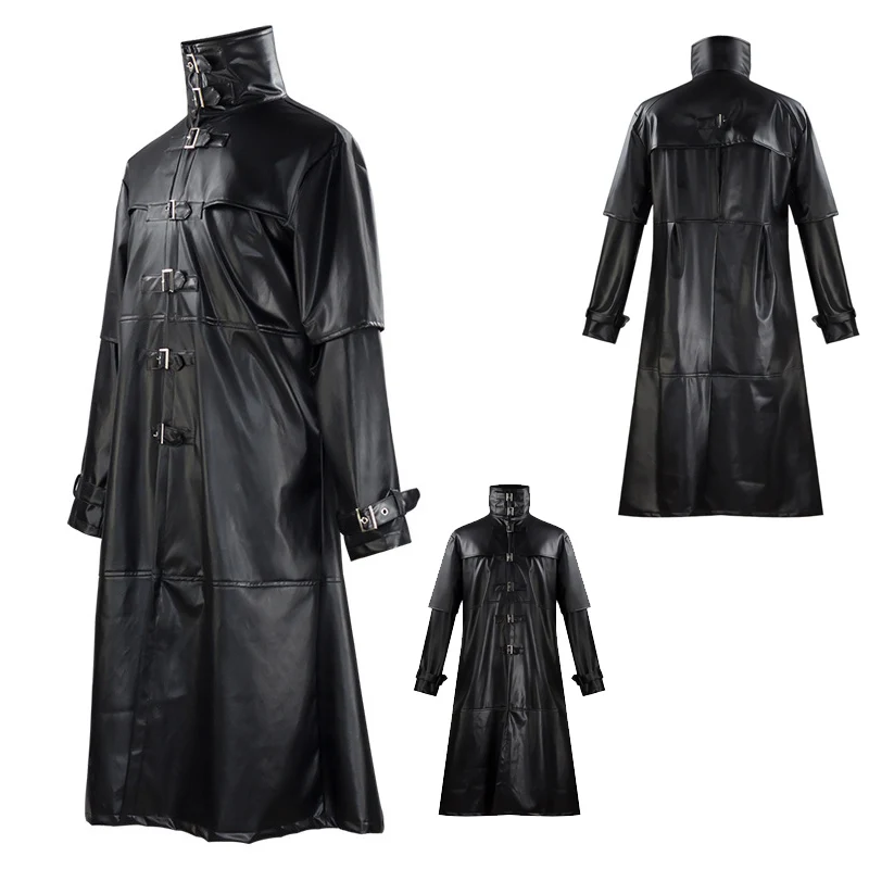 Disfraz de Doctor de la Peste para Hombre, Abrigo Largo de Cuero PU Vintage Medieval con Botones a Presión, Estilo Gótico Steampunk para Halloween