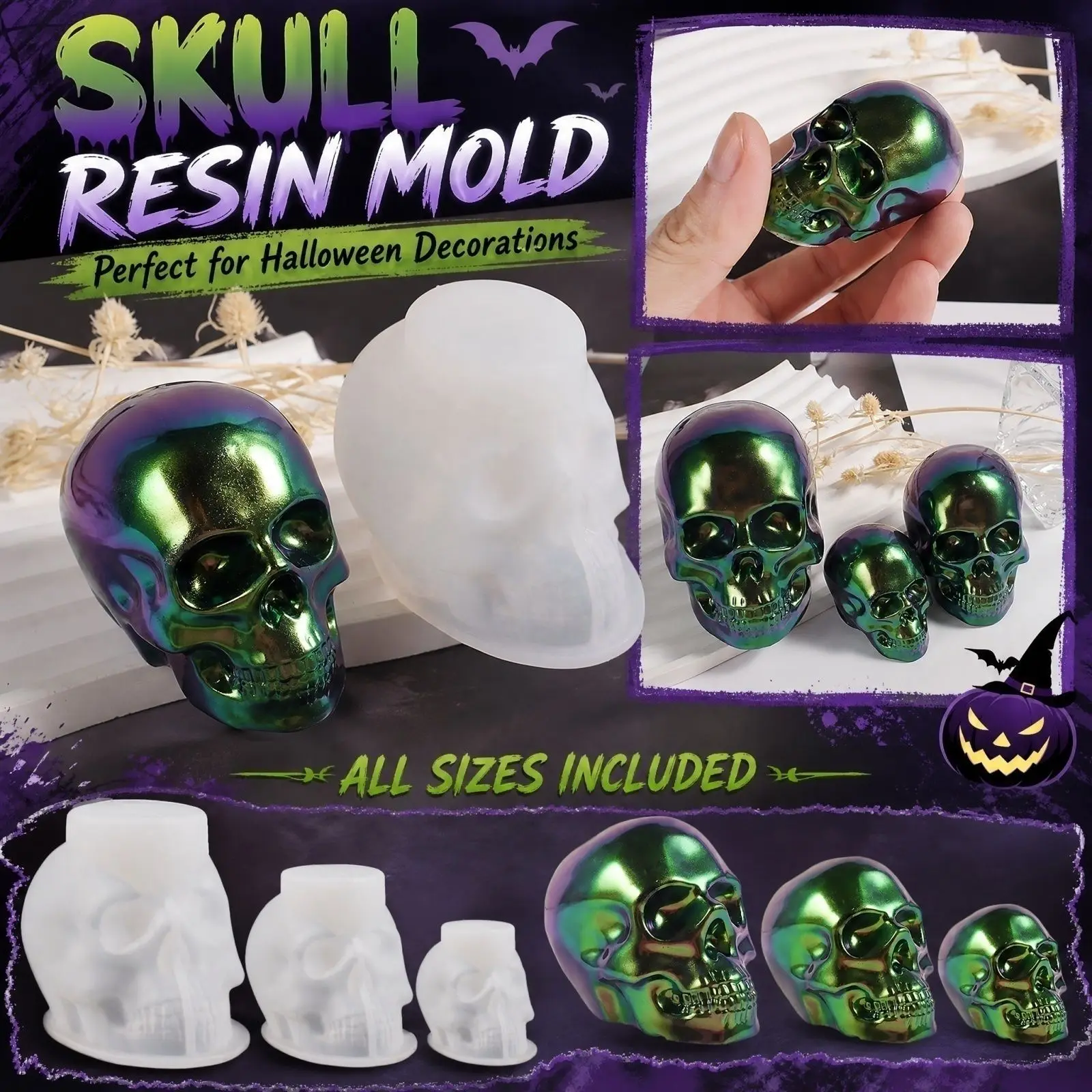 Halloween Skull Decorative Item Silicone Mold for Candle Making Candle Small Skull Keychain Pendant Ornament Holiday DIY Decor