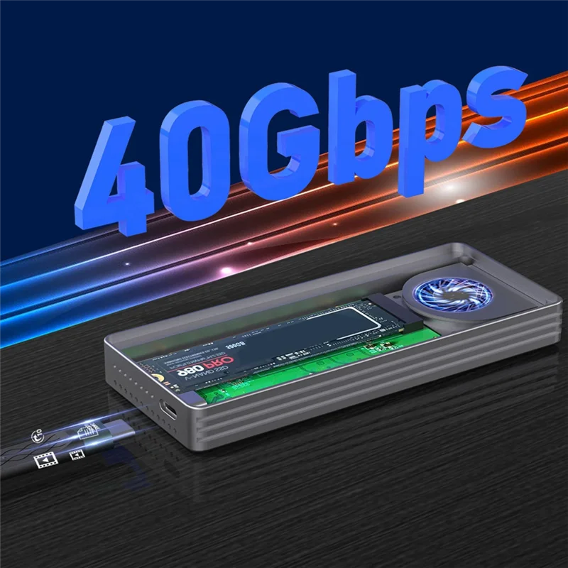 AT82-USB4.0 40Gbps Nvme SSD Case M. 2 To USB4.0 Adapter SSD Enclosure For M. 2 NVME PCIE Built-In Cooling Vest Aluminum Case