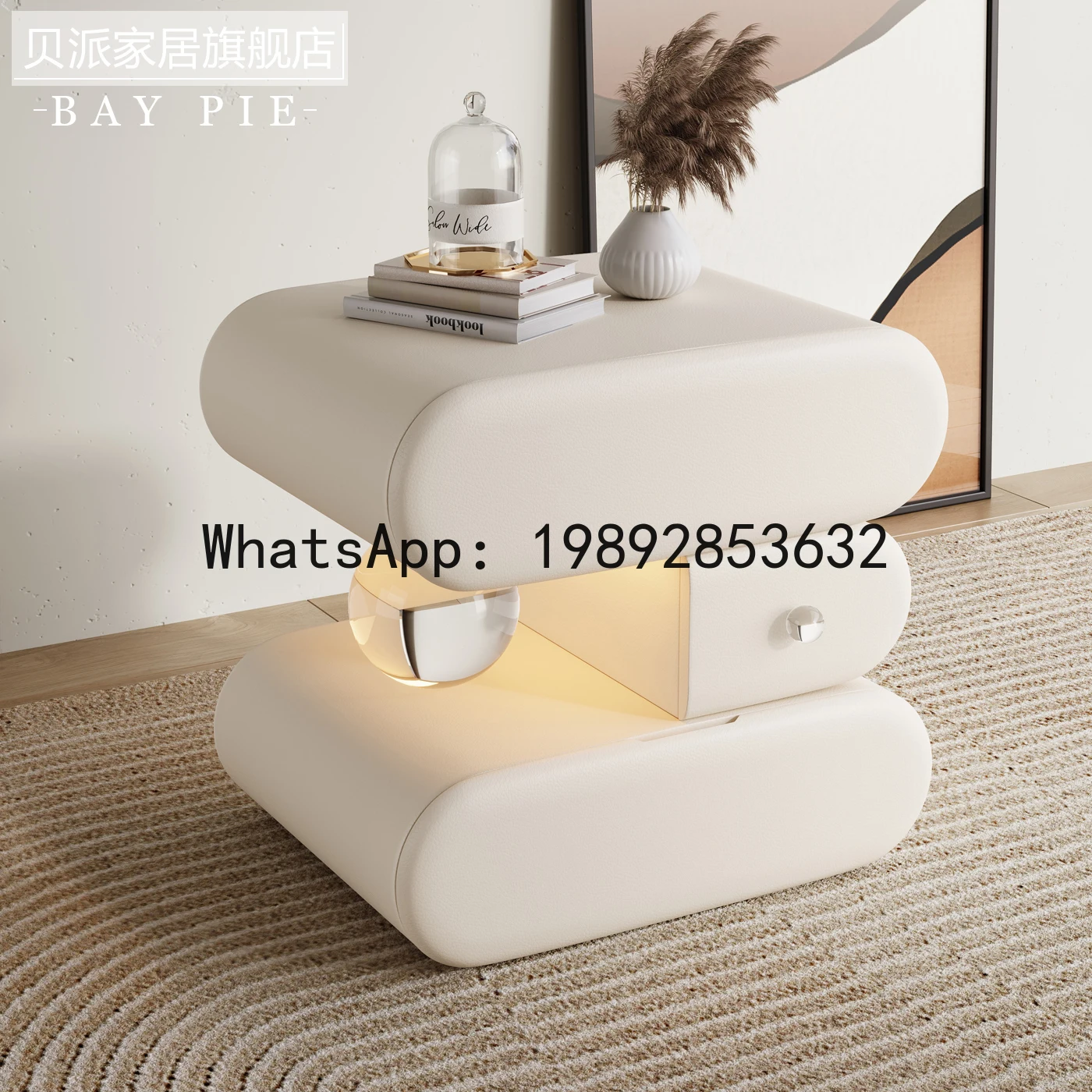 LYY Creative Light Luxury High-End Cream Style Solid Wood Bedside Home Bedroom Simple Modern Storage Cabinet